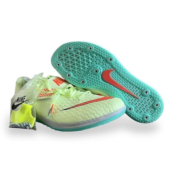 Nike High Jump Elite Spikes Barely Volt/Bright Orange 806561-700 Mens size 9 New - Picture 1 of 7